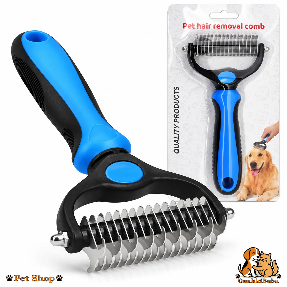 Rastrello a Doppia Lama per Cani – Rimuove Nodi e Sottopelo