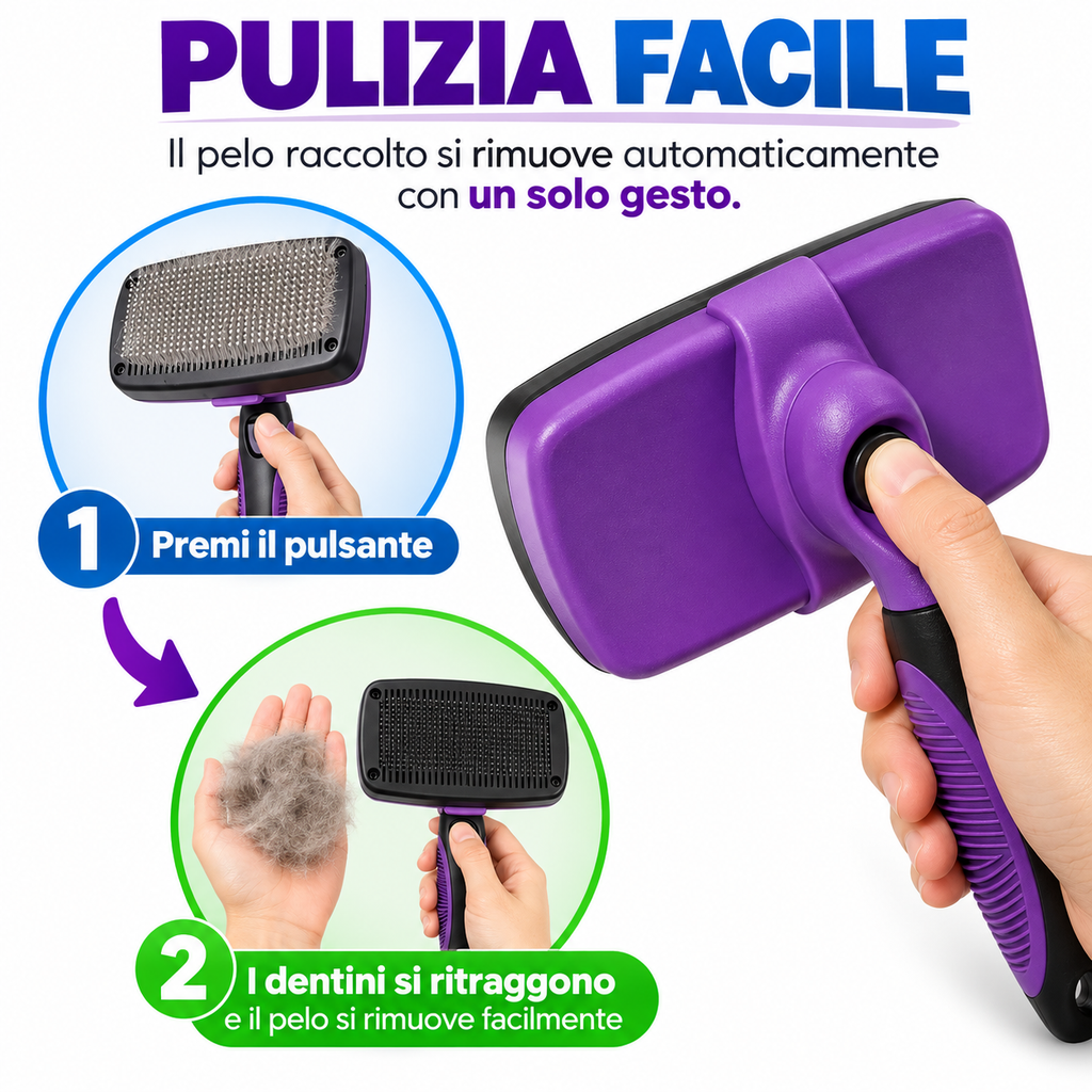 Spazzola Autopulente per Cani e Gatti – Rimuove Pelo e Sottopelo