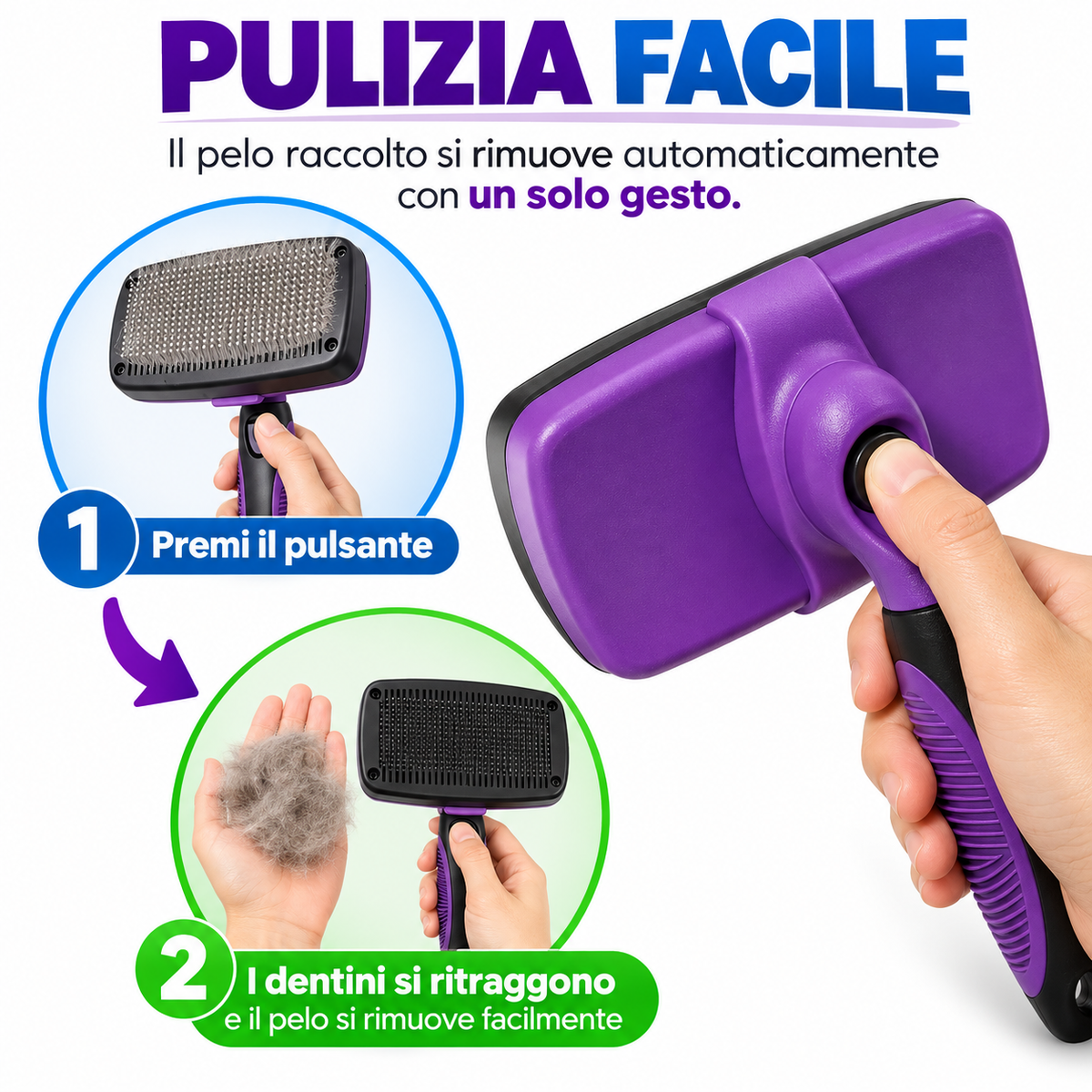 Spazzola Autopulente per Cani e Gatti – Rimuove Pelo e Sottopelo