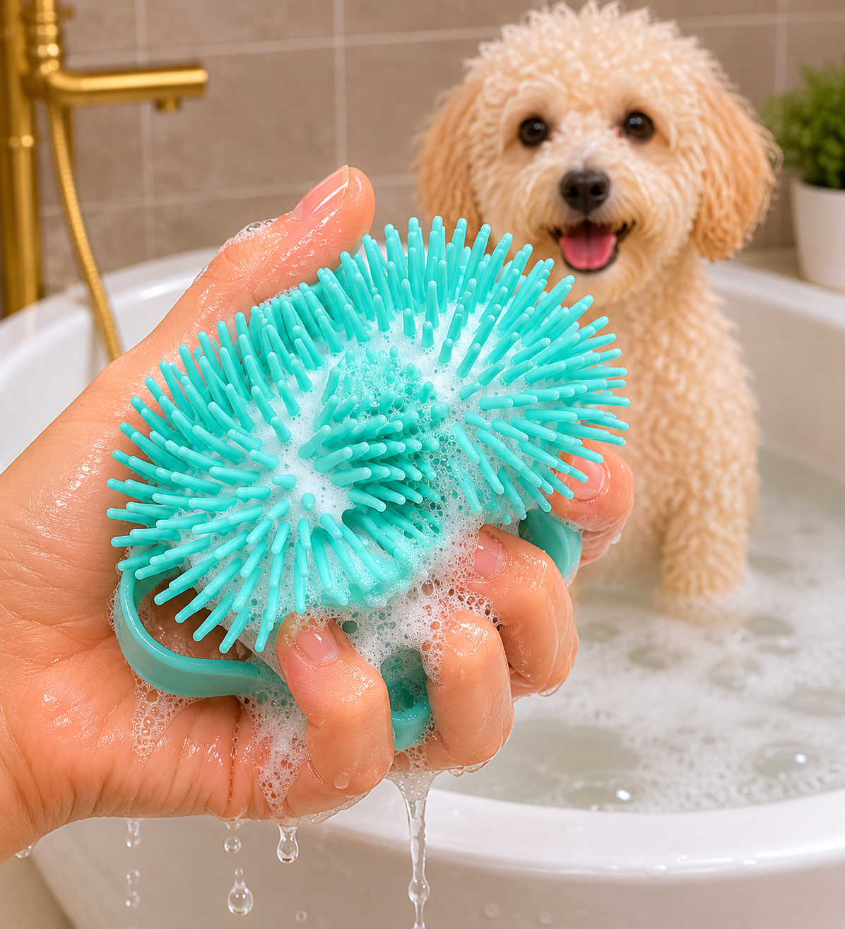 Spazzola Shampoo Silicone per Cani e Gatti Massaggio Bagno Pulizia Pelo