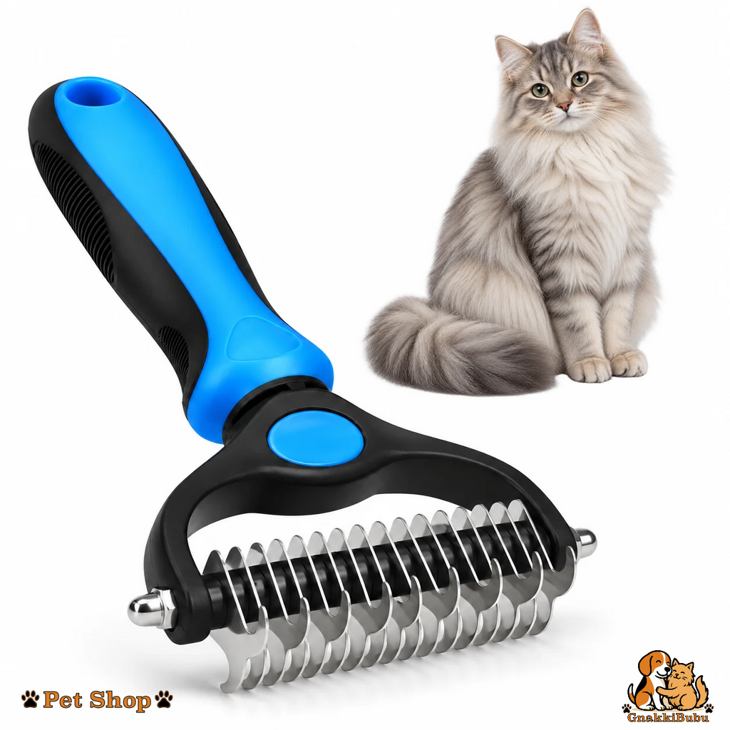 Rastrello a Doppia Lama per Gatti - Rimuove Nodi e Sottopelo