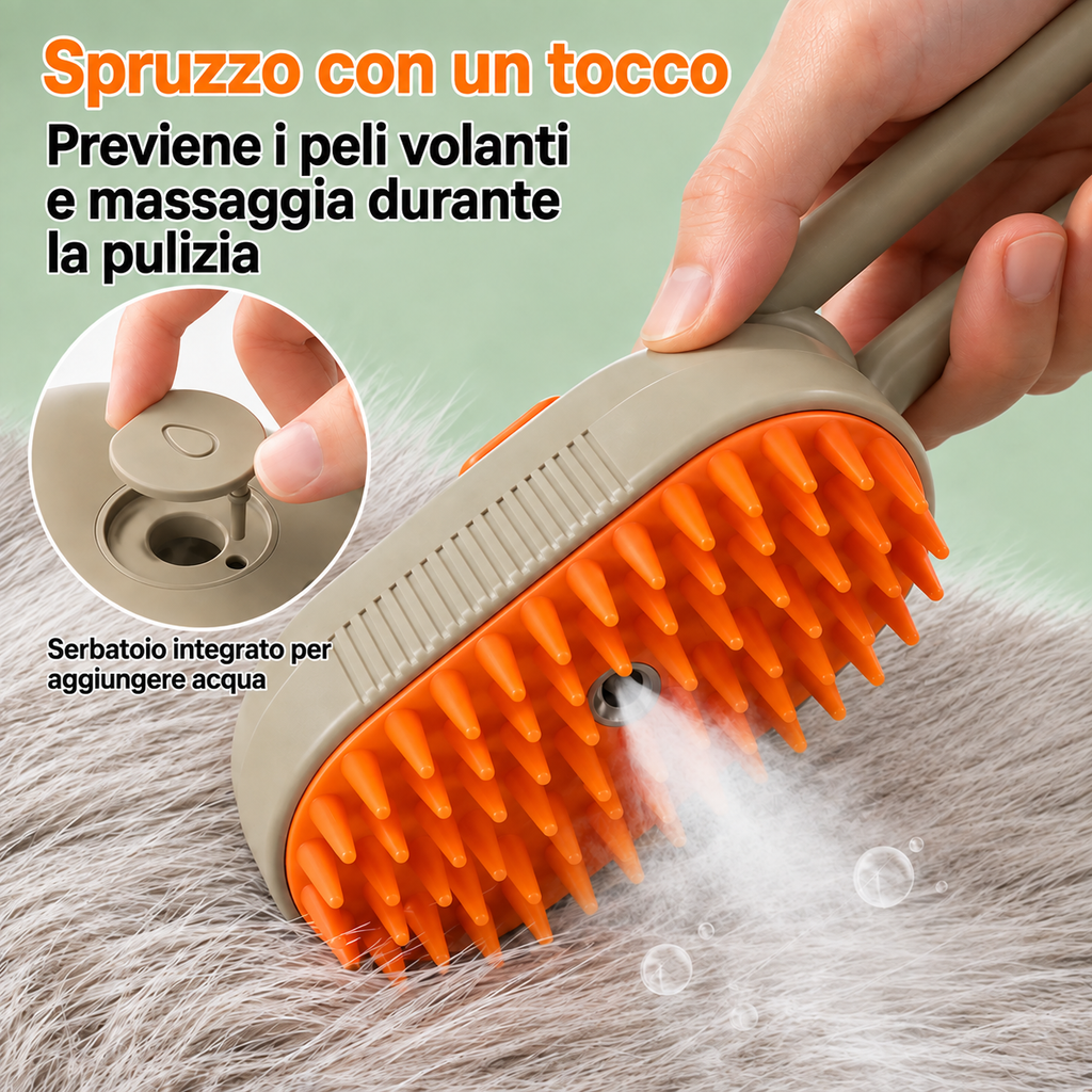Spazzola a vapore per cani e gatti