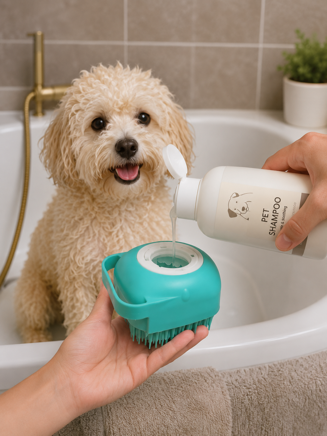 Spazzola Shampoo Silicone per Cani e Gatti Massaggio Bagno Pulizia Pelo